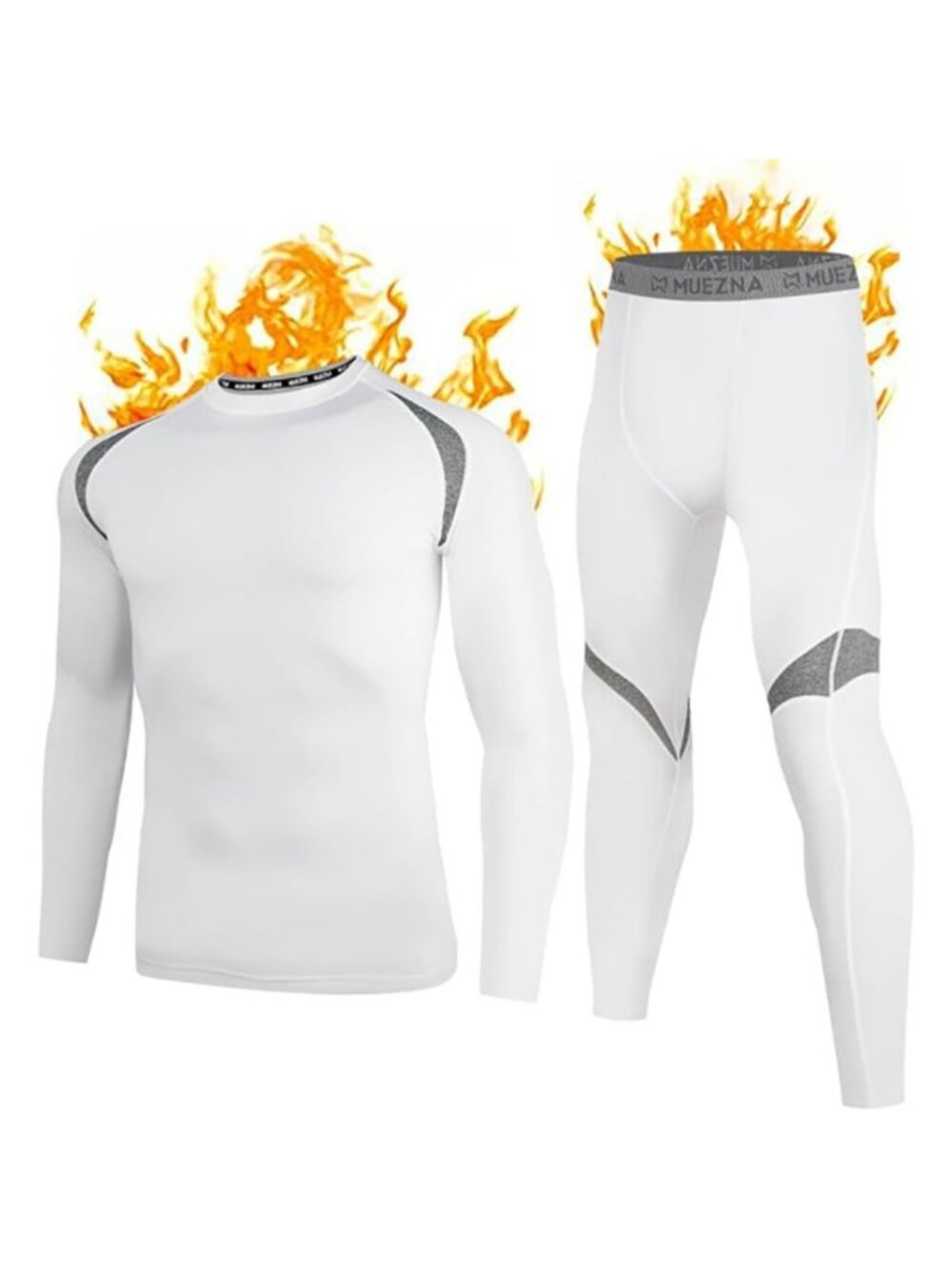 Men's Fleece Lined Thermal Underwear Set, Compression Long Johns Base Layer Top